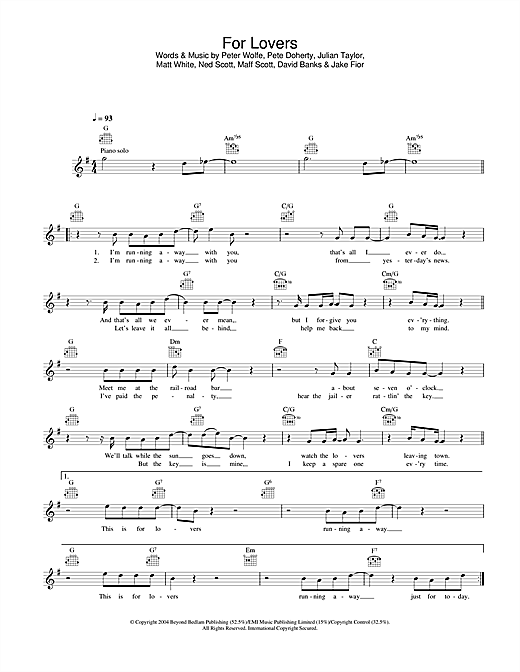 Download Wolfman For Lovers (feat. Pete Doherty) Sheet Music and learn how to play Lyrics & Chords PDF digital score in minutes