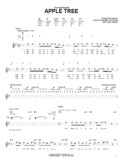 Download Wolfmother Apple Tree Sheet Music and learn how to play Guitar Tab PDF digital score in minutes