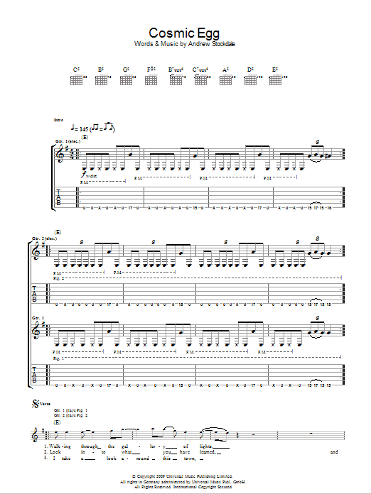 Download Wolfmother Cosmic Egg Sheet Music and learn how to play Guitar Tab PDF digital score in minutes