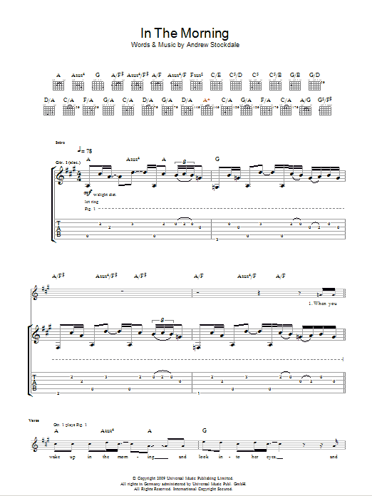 Download Wolfmother In The Morning Sheet Music and learn how to play Guitar Tab PDF digital score in minutes