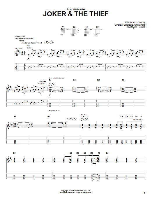 Download Wolfmother Joker & The Thief Sheet Music and learn how to play Piano, Vocal & Guitar (Right-Hand Melody) PDF digital score in minutes