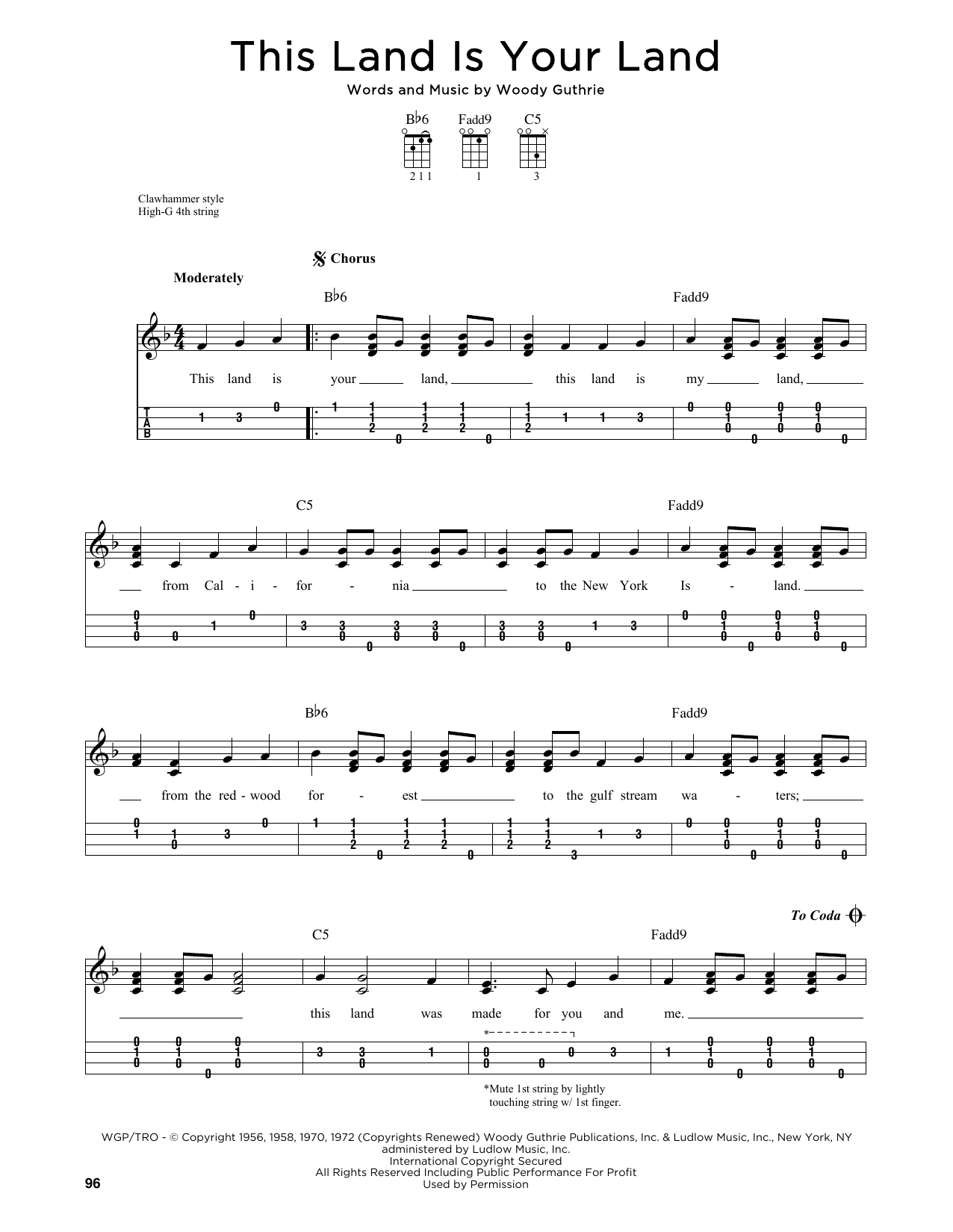 Download Woody Guthrie This Land Is Your Land (arr. Jim Schustedt) Sheet Music and learn how to play Ukulele PDF digital score in minutes