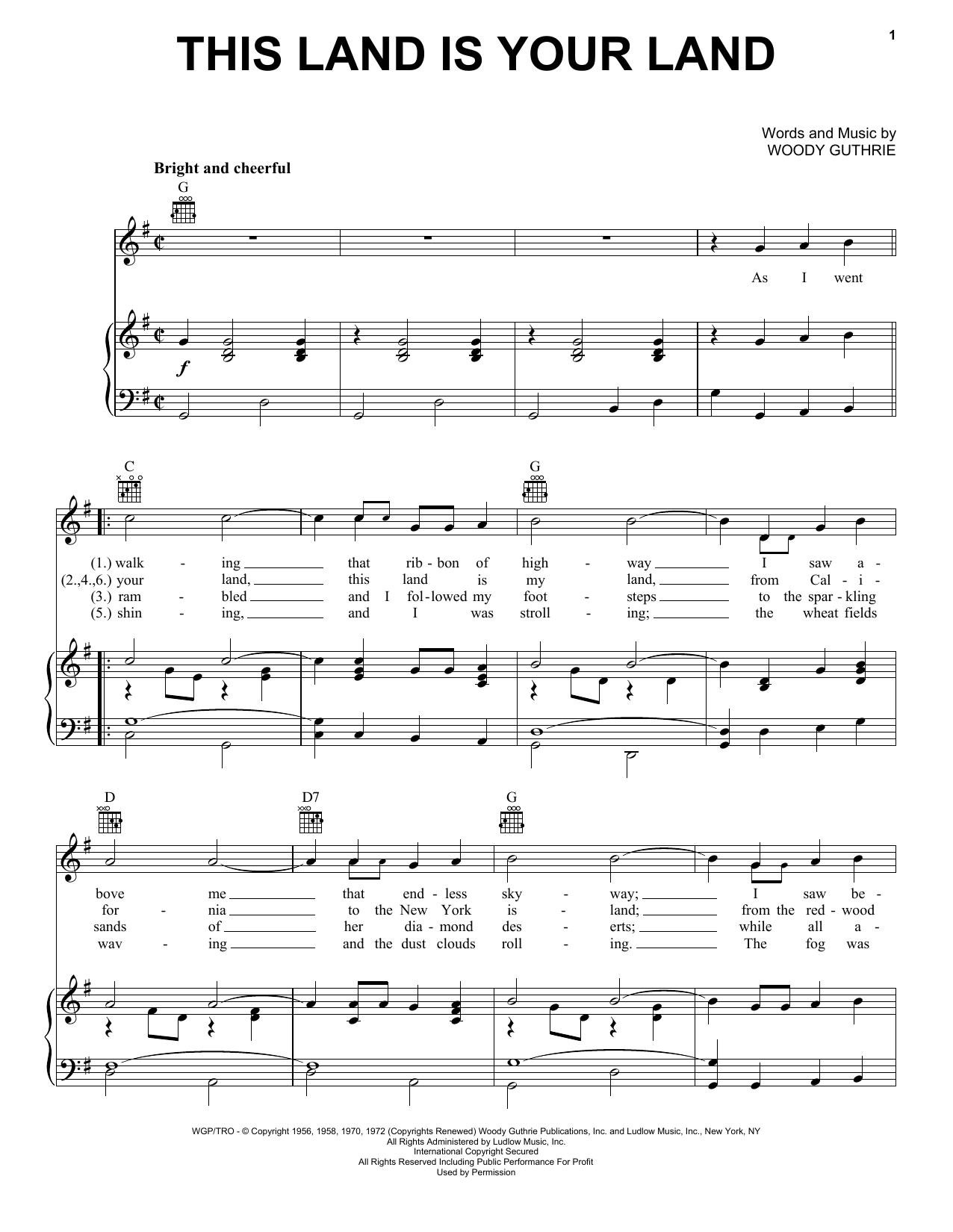 Download Woody Guthrie This Land Is Your Land Sheet Music and learn how to play Alto Saxophone PDF digital score in minutes