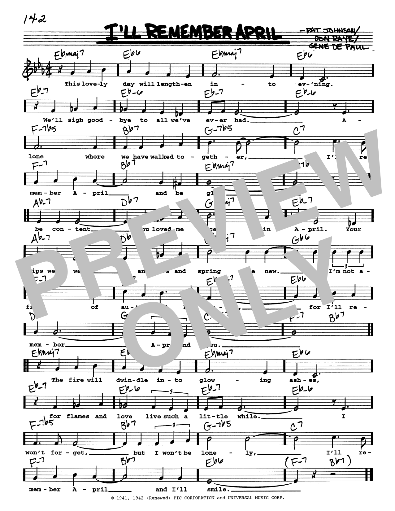 Download Woody Herman & His Orchestra I'll Remember April (Low Voice) Sheet Music and learn how to play Real Book – Melody, Lyrics & Chords PDF digital score in minutes