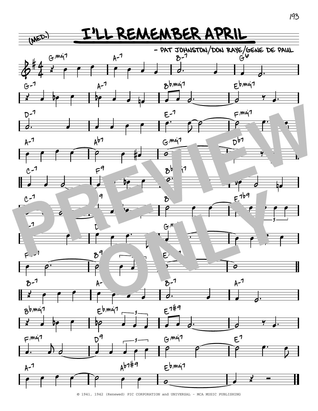 Download Woody Herman & His Orchestra I'll Remember April [Reharmonized version] (arr. Jack Grassel) Sheet Music and learn how to play Real Book – Melody & Chords PDF digital score in minutes
