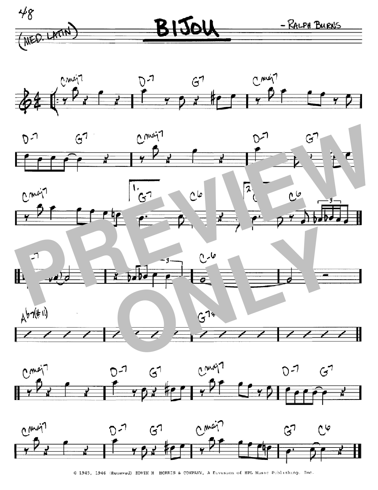 Download Woody Herman Bijou Sheet Music and learn how to play Real Book - Melody & Chords - C Instruments PDF digital score in minutes