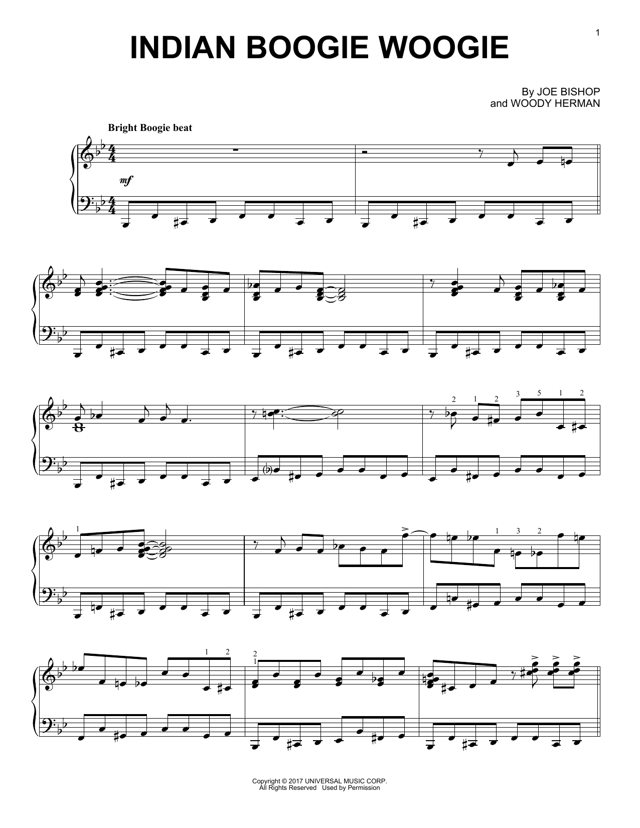 Download Woody Herman Indian Boogie Woogie Sheet Music and learn how to play Piano PDF digital score in minutes