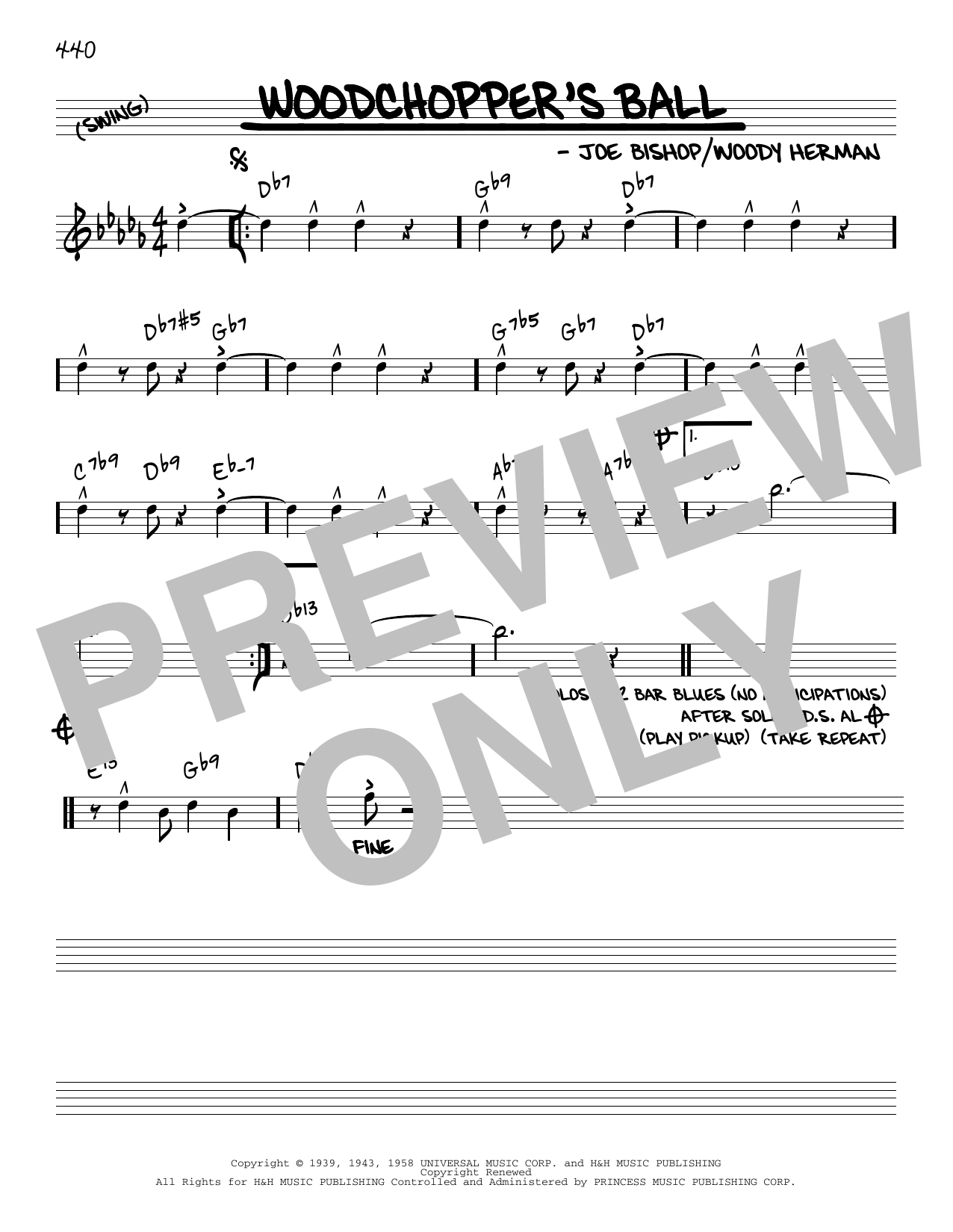 Download Woody Herman Woodchopper's Ball [Reharmonized version] (arr. Jack Grassel) Sheet Music and learn how to play Real Book – Melody & Chords PDF digital score in minutes