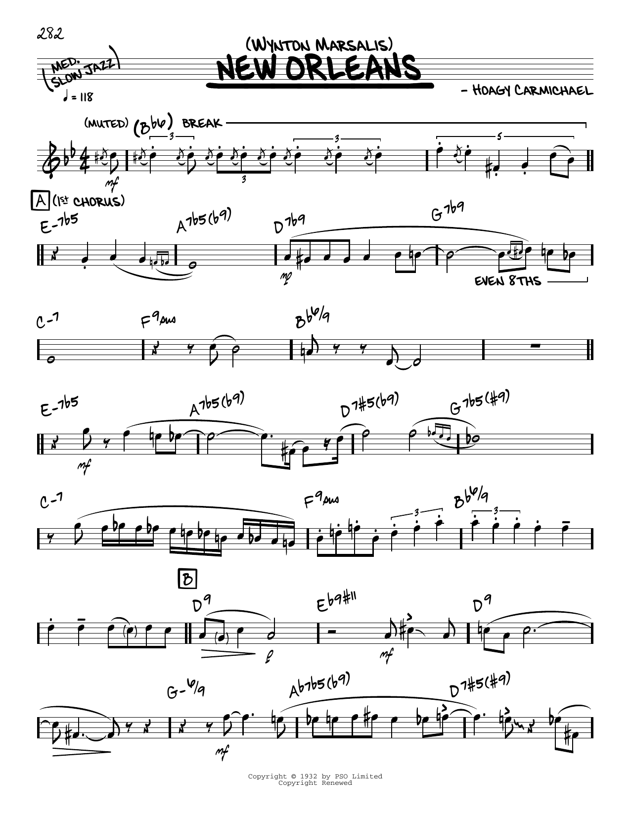 Download Wynton Marsalis New Orleans (solo only) Sheet Music and learn how to play Real Book – Melody & Chords PDF digital score in minutes