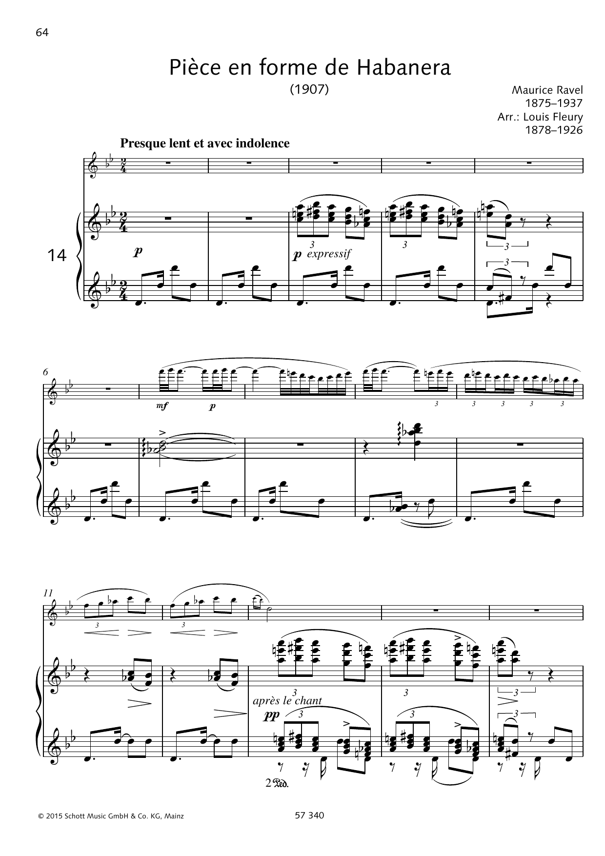 Download Xavier Leroux Piece En Forme De Habanera Sheet Music and learn how to play Flute and Piano PDF digital score in minutes