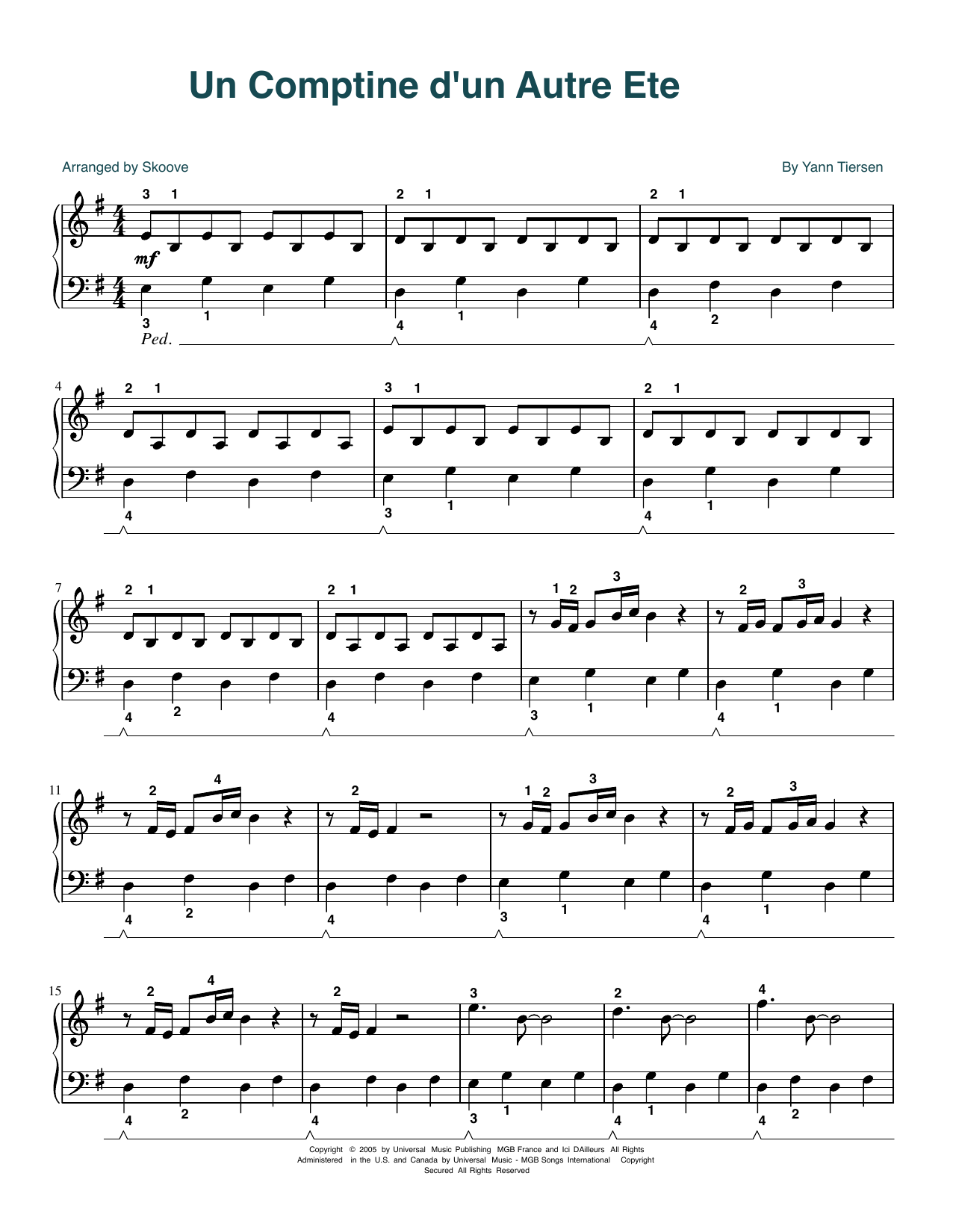 Download Yann Tiersen Comptine d'un autre été (arr. Skoove) Sheet Music and learn how to play Easy Piano PDF digital score in minutes