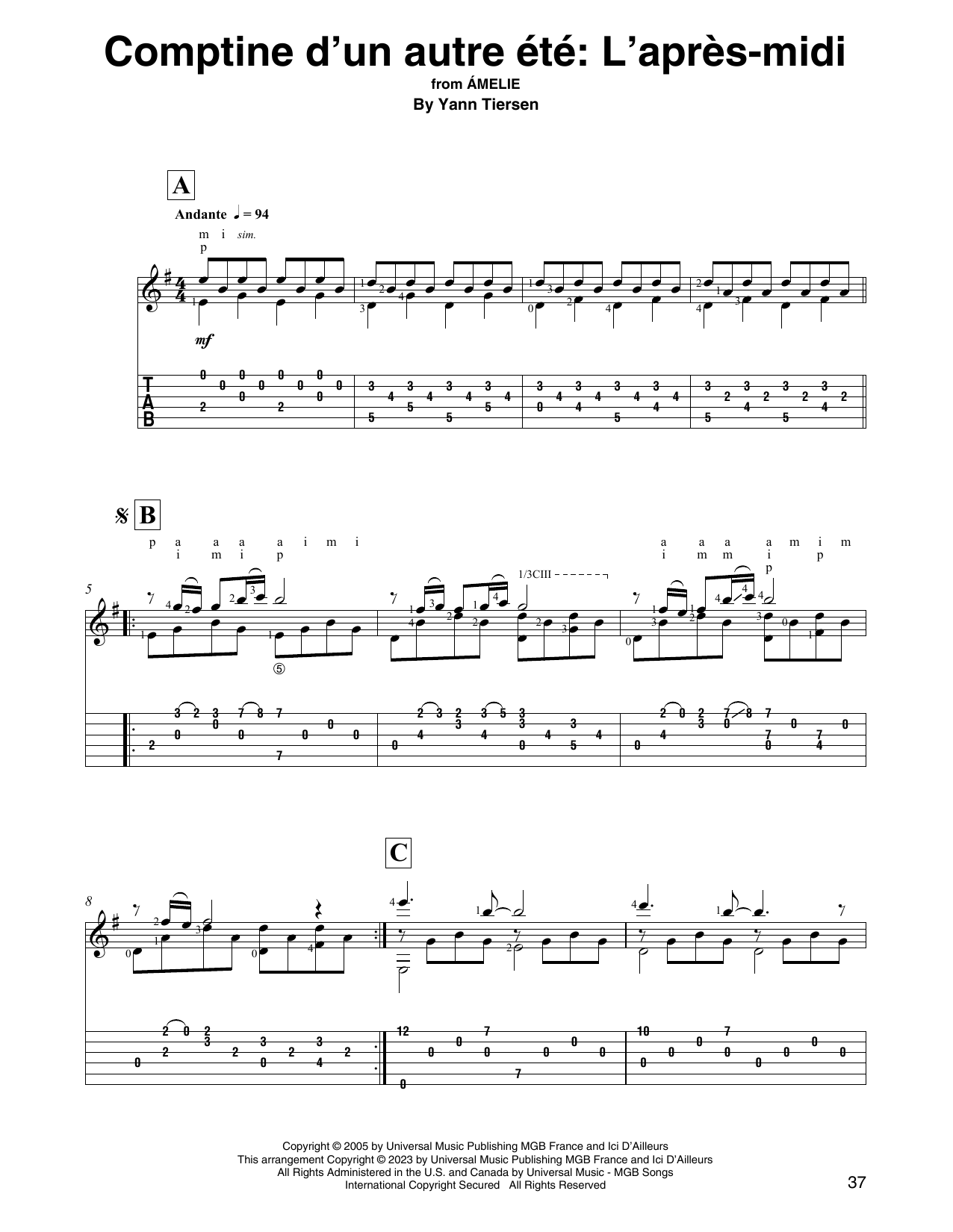 Download Yann Tiersen Comptine d'un autre été: L'après-midi (from Amelie) Sheet Music and learn how to play Solo Guitar PDF digital score in minutes