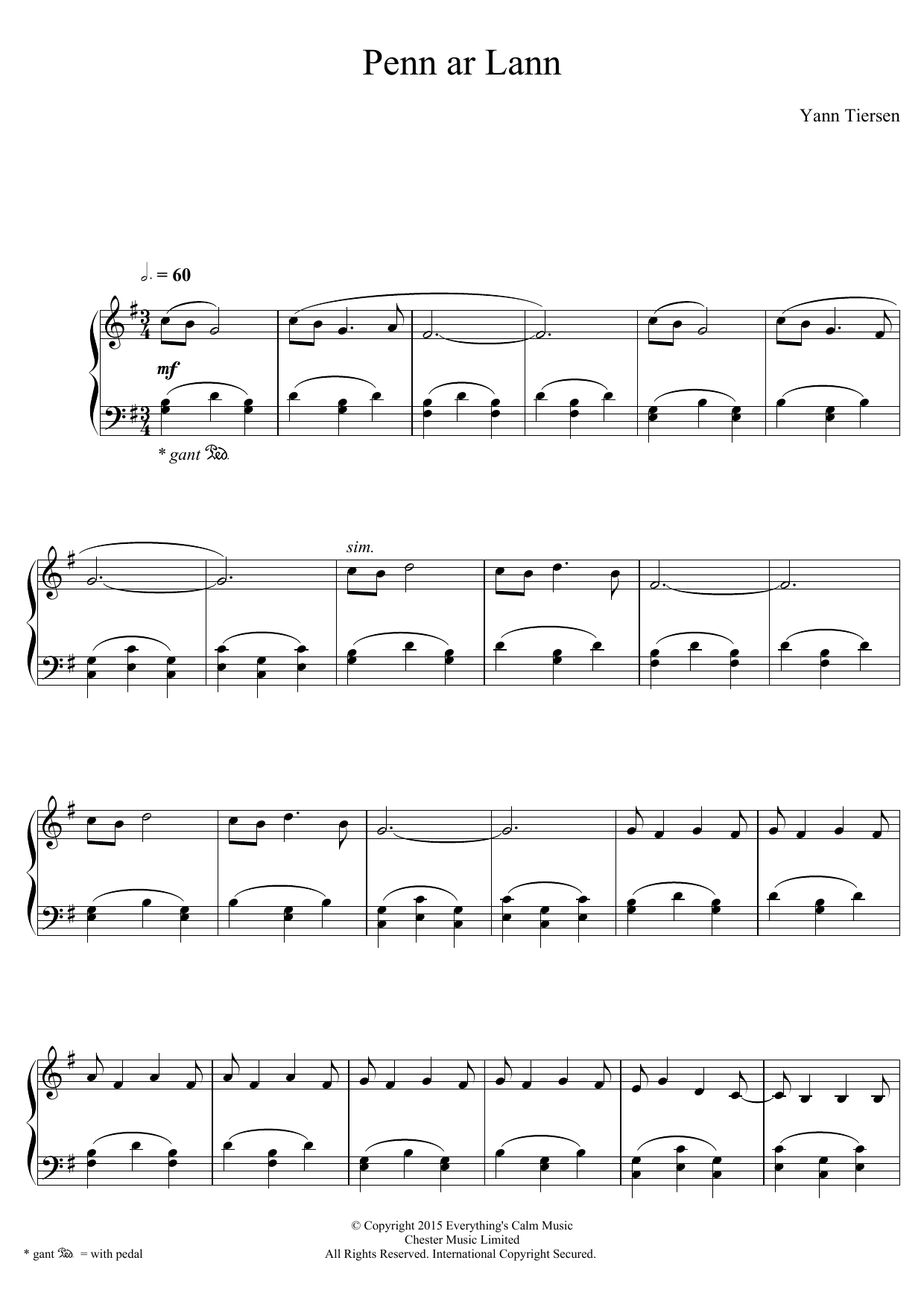 Download Yann Tiersen Penn Ar Lann Sheet Music and learn how to play Piano PDF digital score in minutes