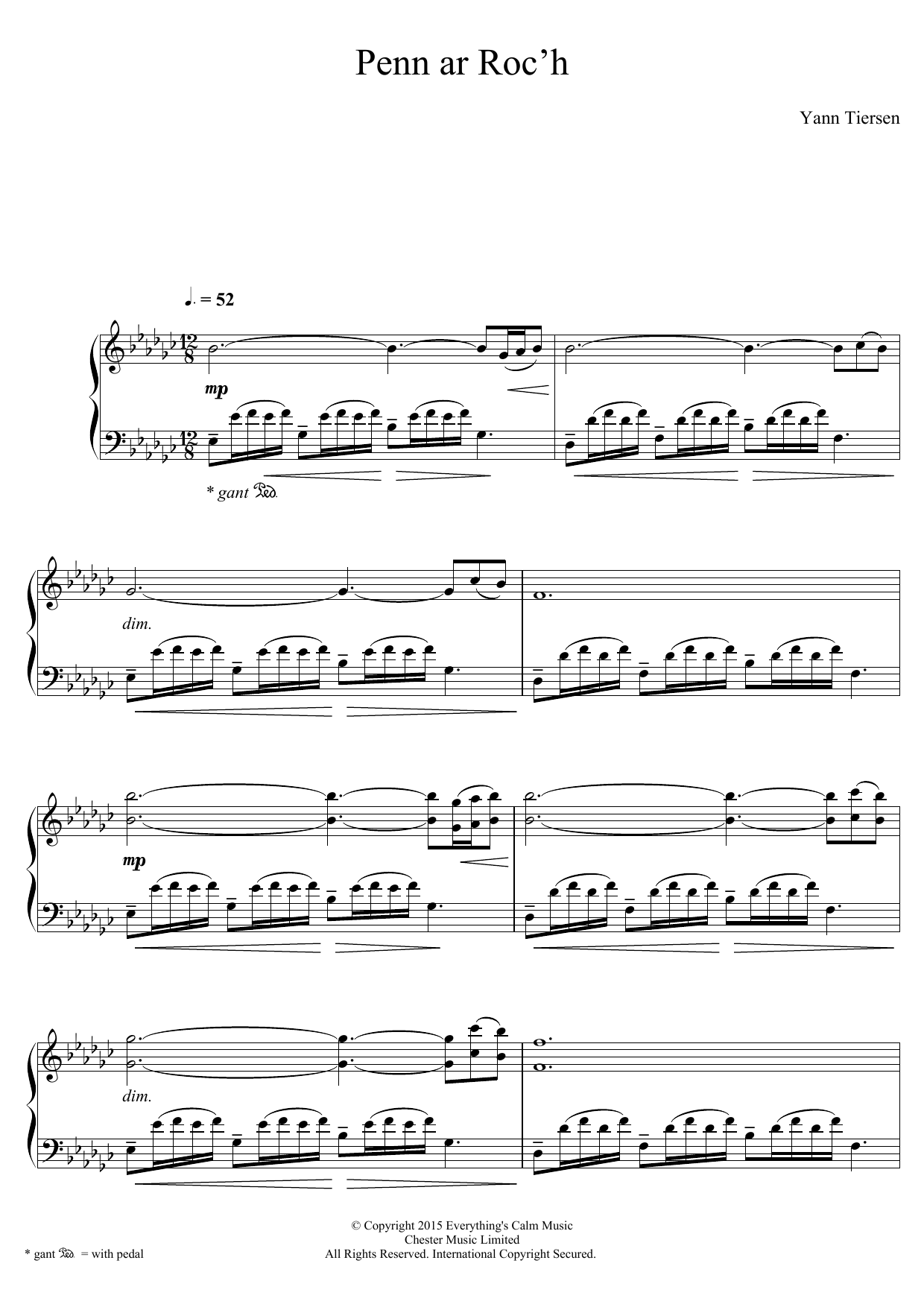 Download Yann Tiersen Penn Ar Roc'h Sheet Music and learn how to play Piano PDF digital score in minutes