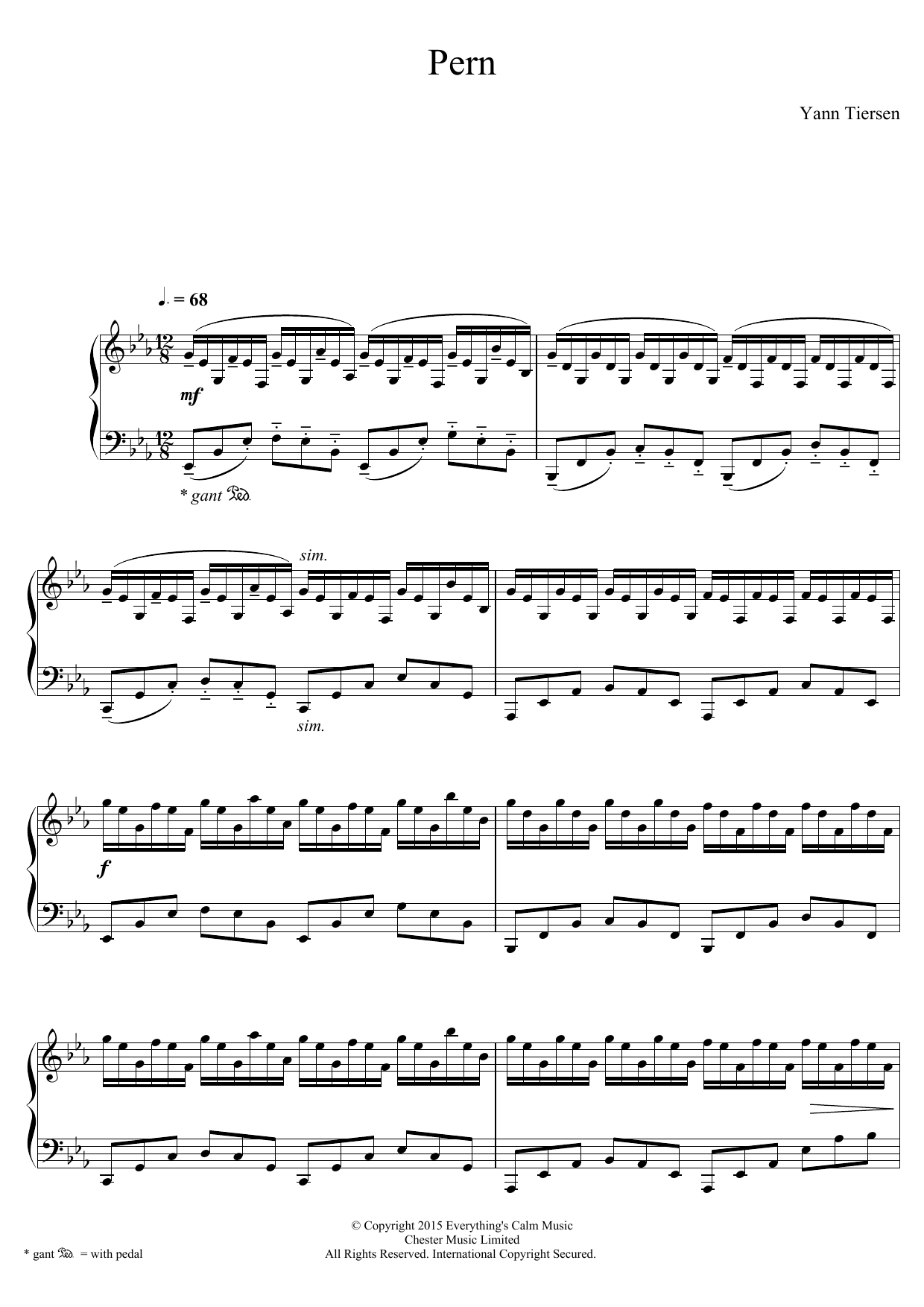 Download Yann Tiersen Pern Sheet Music and learn how to play Piano PDF digital score in minutes
