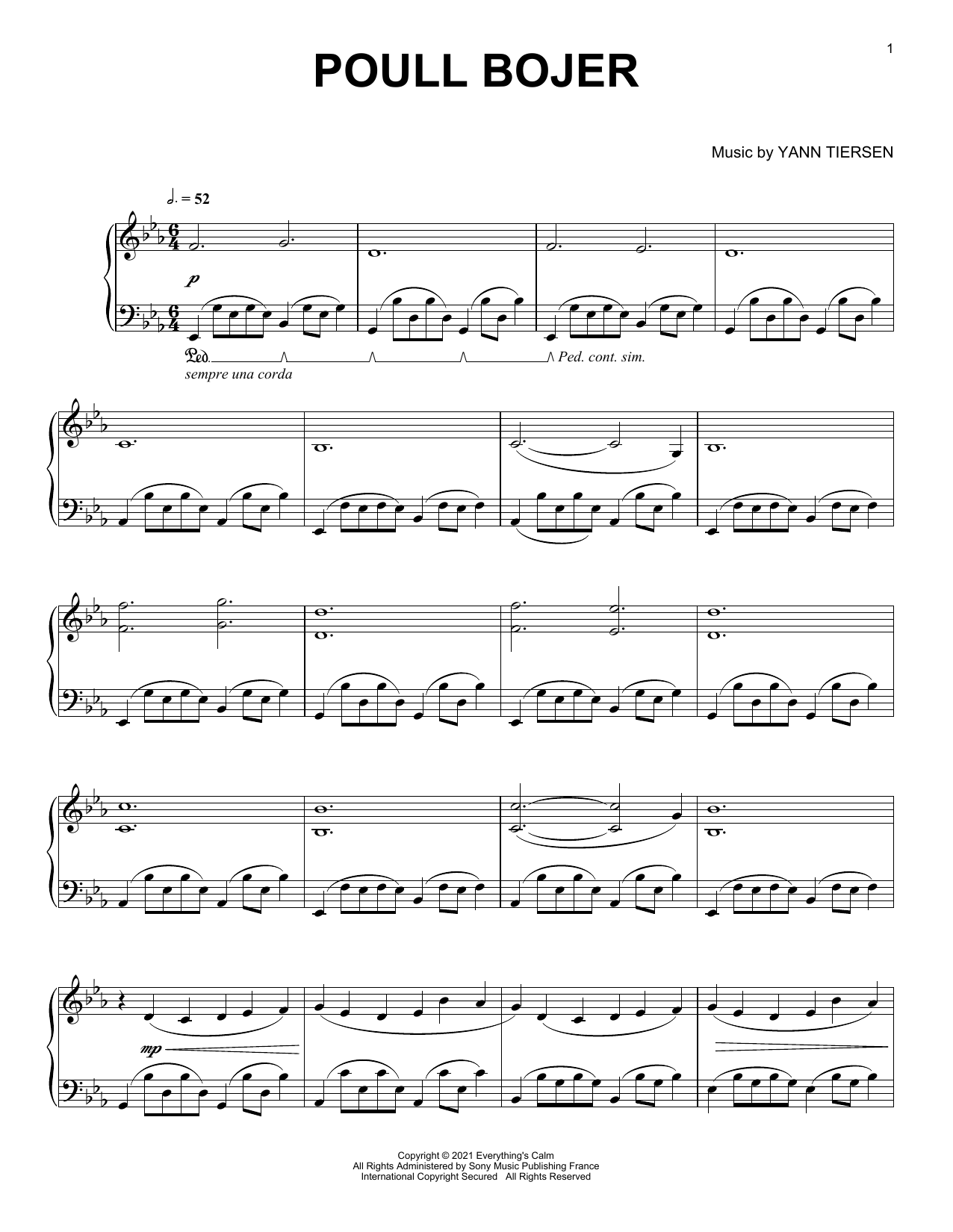 Download Yann Tiersen Poull Bojer Sheet Music and learn how to play Piano Solo PDF digital score in minutes