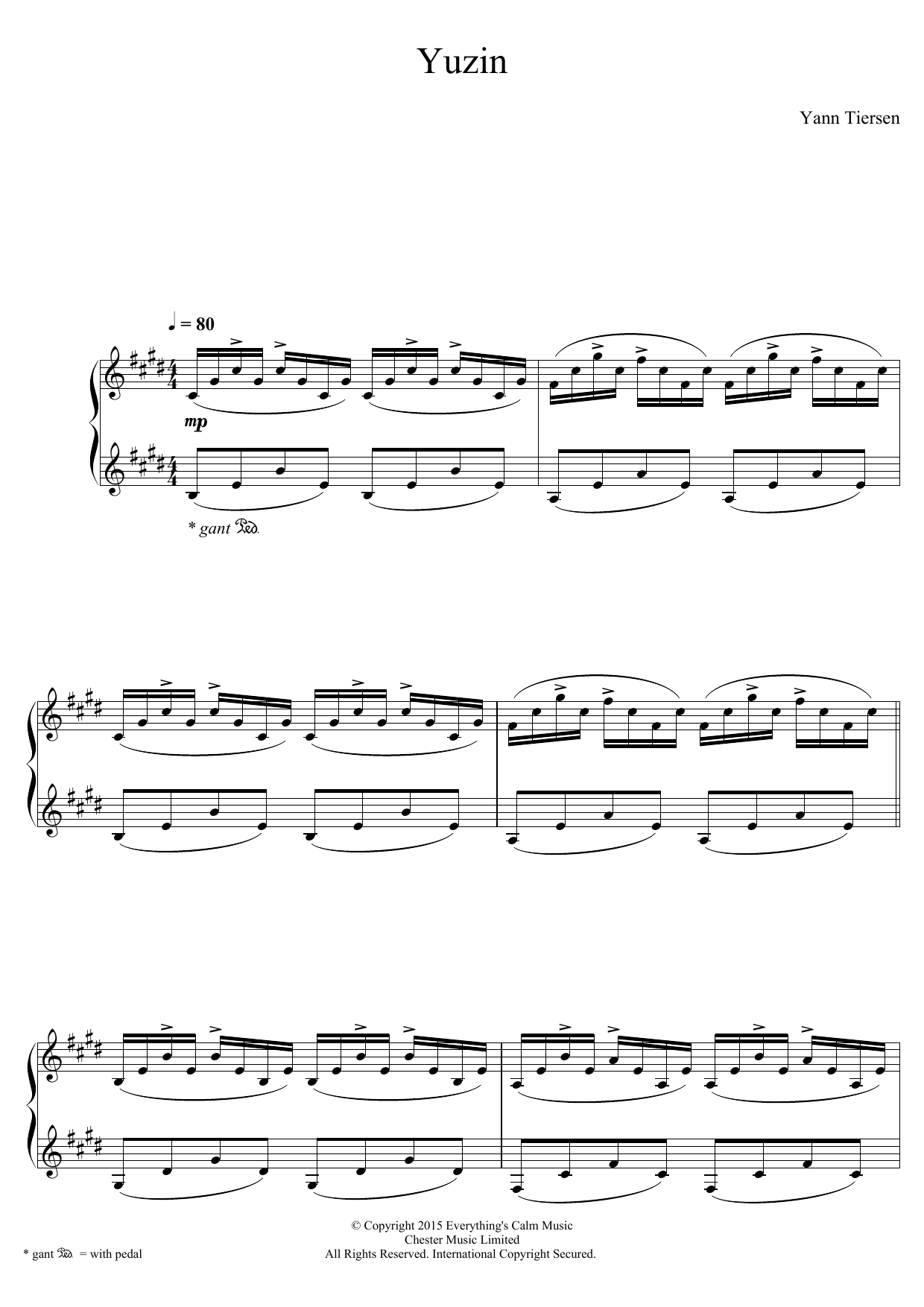 Download Yann Tiersen Yuzin Sheet Music and learn how to play Piano PDF digital score in minutes