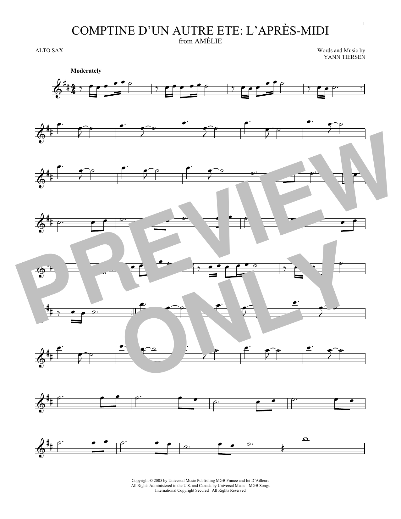 Download Yann Tiersen Sheet Music and learn how to play Clarinet Solo PDF score in minutes
