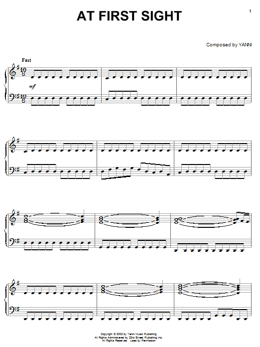 Download Yanni At First Sight Sheet Music and learn how to play Piano PDF digital score in minutes