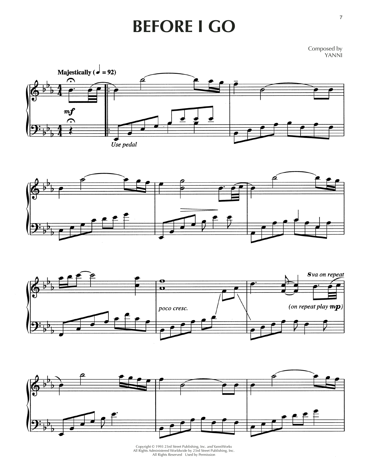 Download Yanni Before I Go Sheet Music and learn how to play Piano Solo PDF digital score in minutes