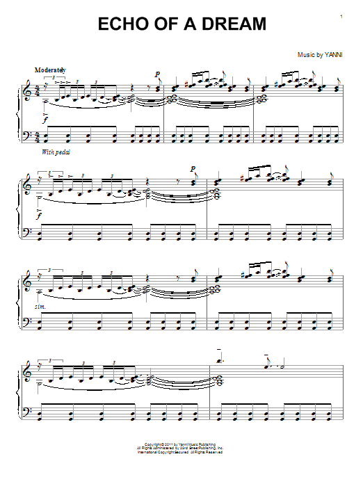 Download Yanni Echo Of A Dream Sheet Music and learn how to play Piano PDF digital score in minutes