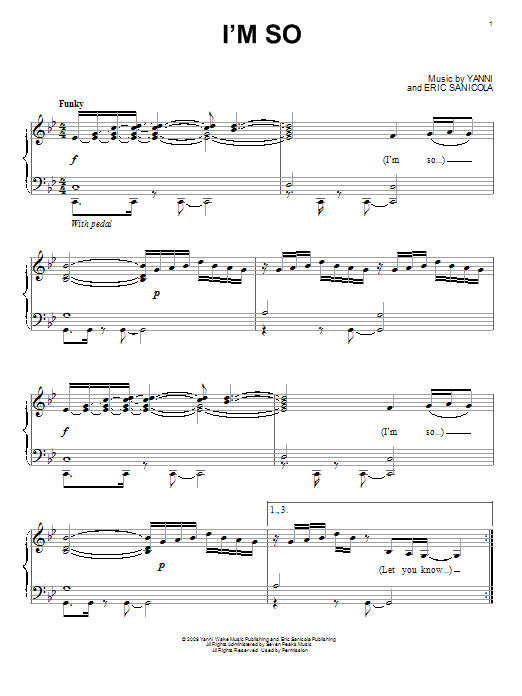 Download Yanni I'm So Sheet Music and learn how to play Piano PDF digital score in minutes
