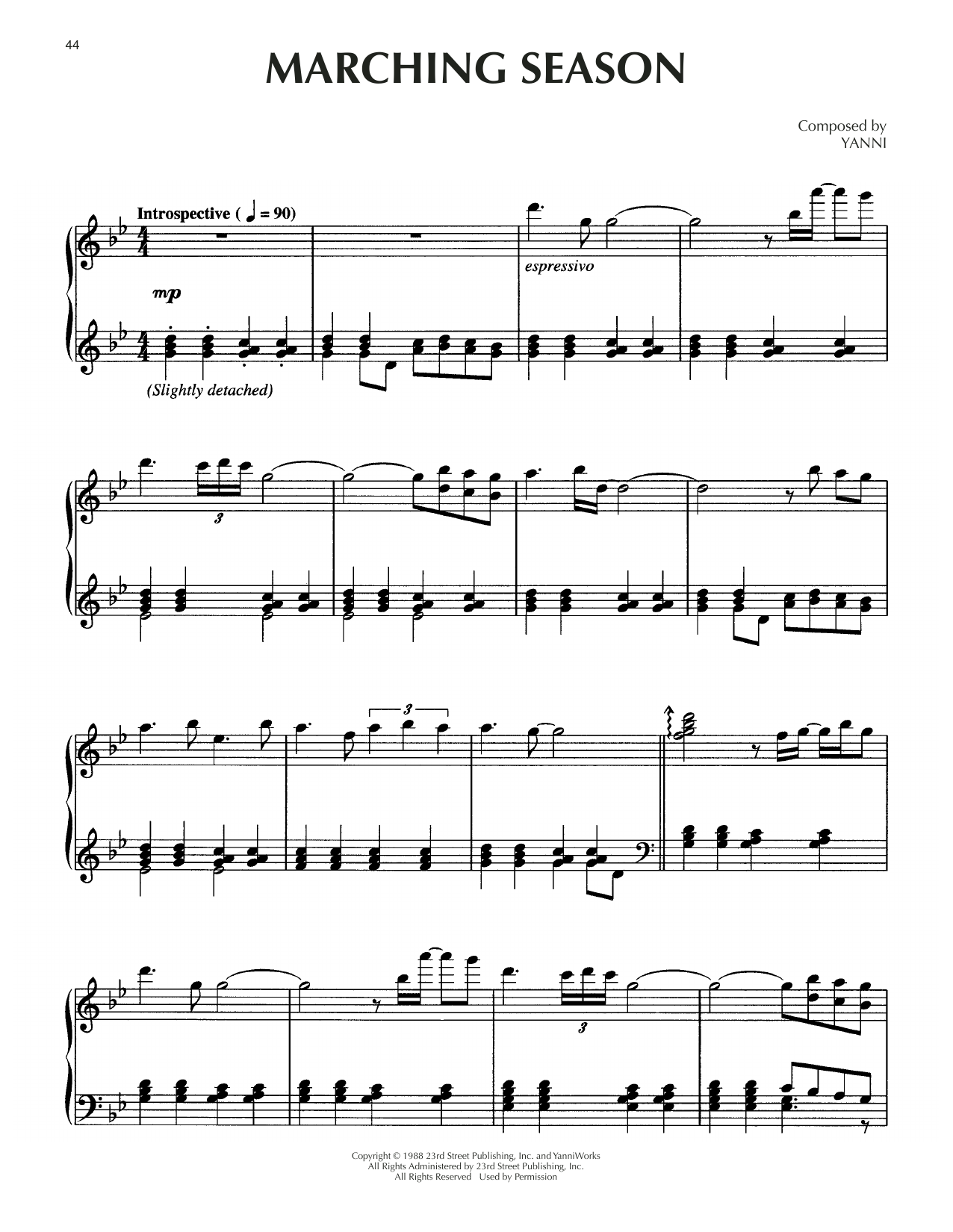 Download Yanni Marching Season Sheet Music and learn how to play Piano Solo PDF digital score in minutes
