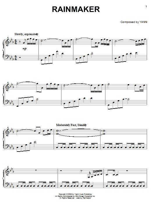 Download Yanni Rainmaker Sheet Music and learn how to play Piano PDF digital score in minutes