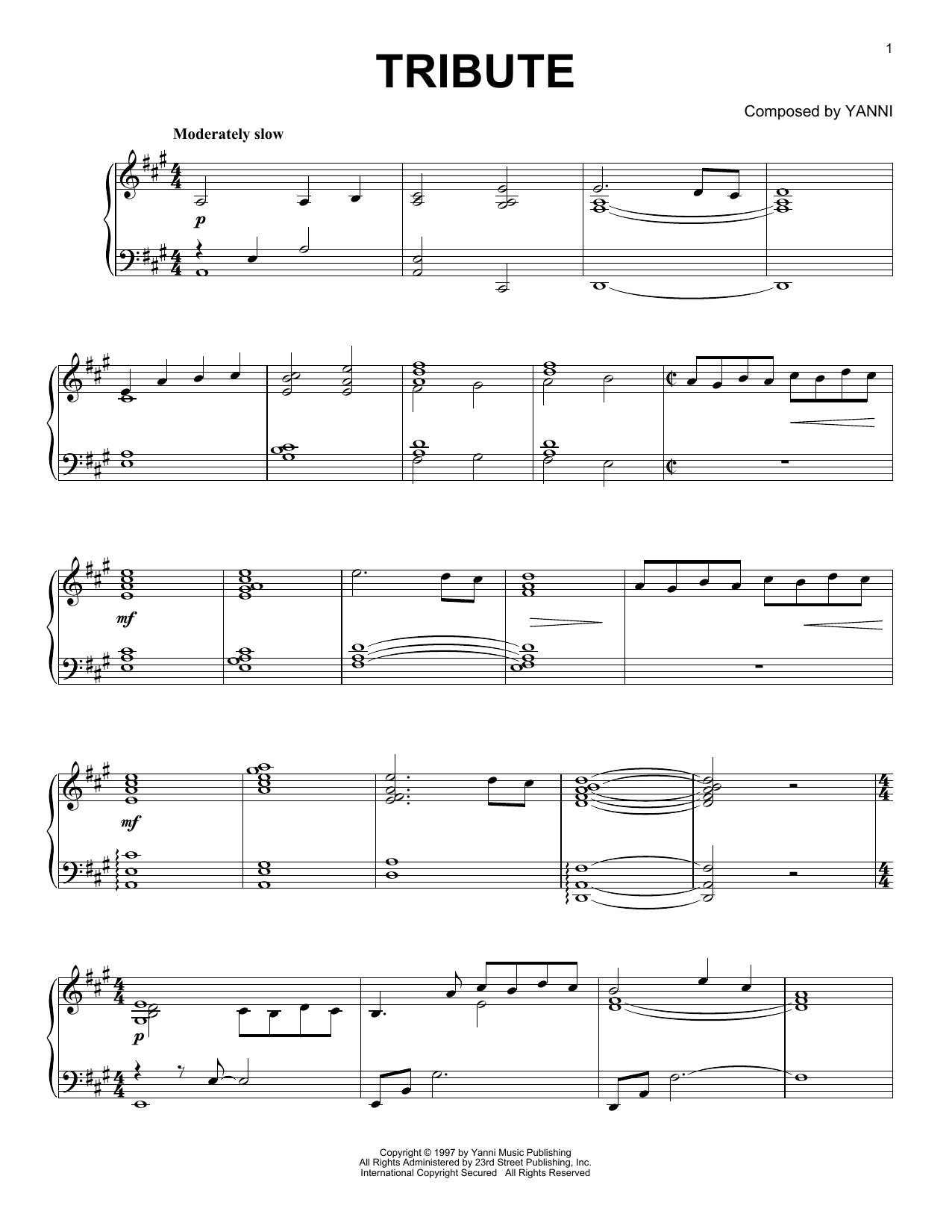 Download Yanni Tribute Sheet Music and learn how to play Piano Solo PDF digital score in minutes