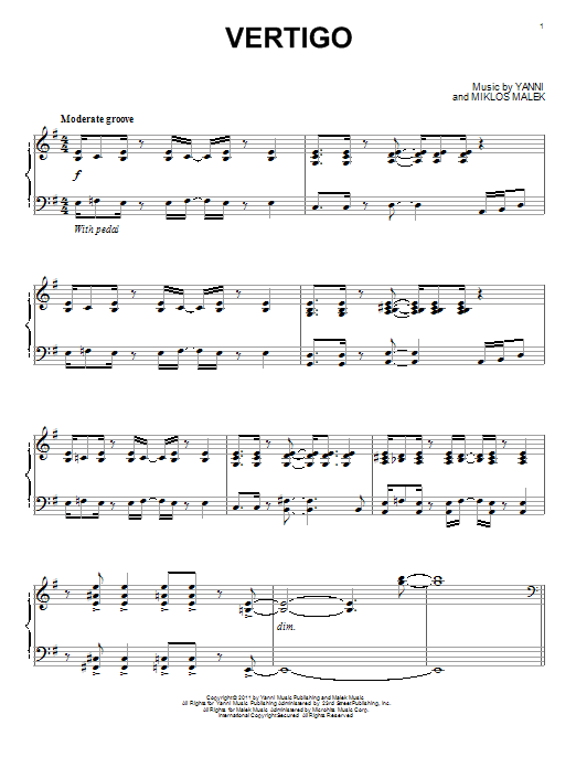 Download Yanni Vertigo Sheet Music and learn how to play Piano PDF digital score in minutes