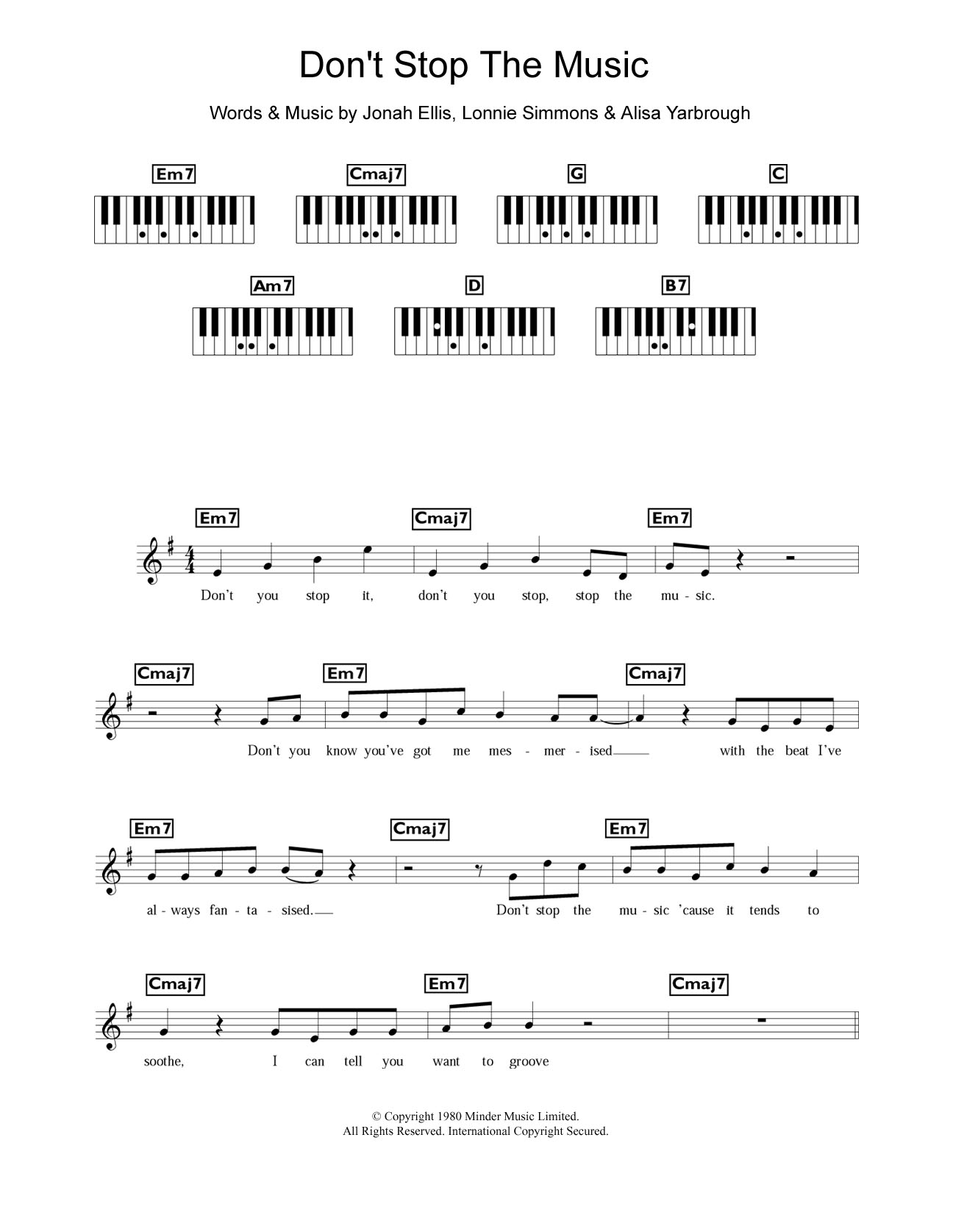 Download Yarbrough and Peoples Don't Stop The Music Sheet Music and learn how to play Keyboard PDF digital score in minutes
