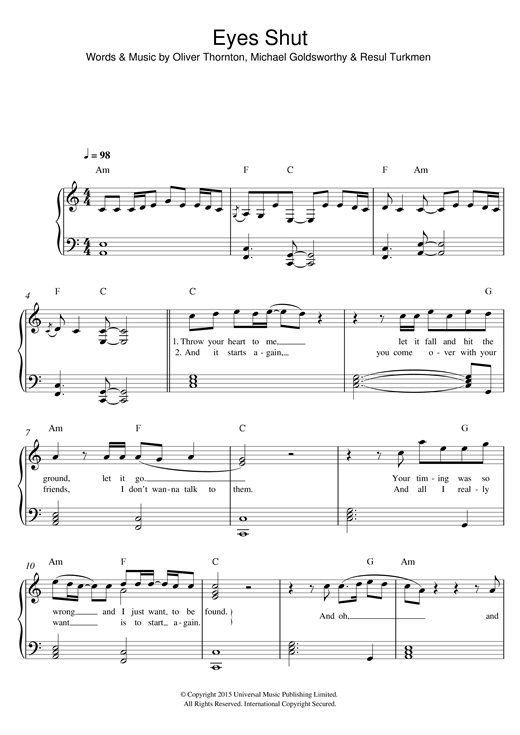 Download Years & Years Sheet Music and learn how to play Easy Piano PDF score in minutes