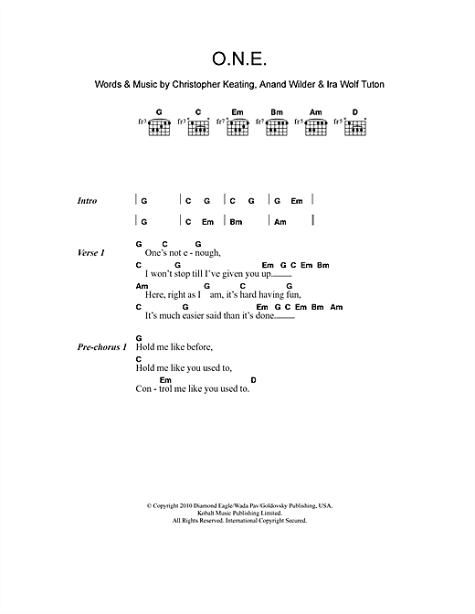 Download Yeasayer O.N.E. Sheet Music and learn how to play Lyrics & Chords PDF digital score in minutes