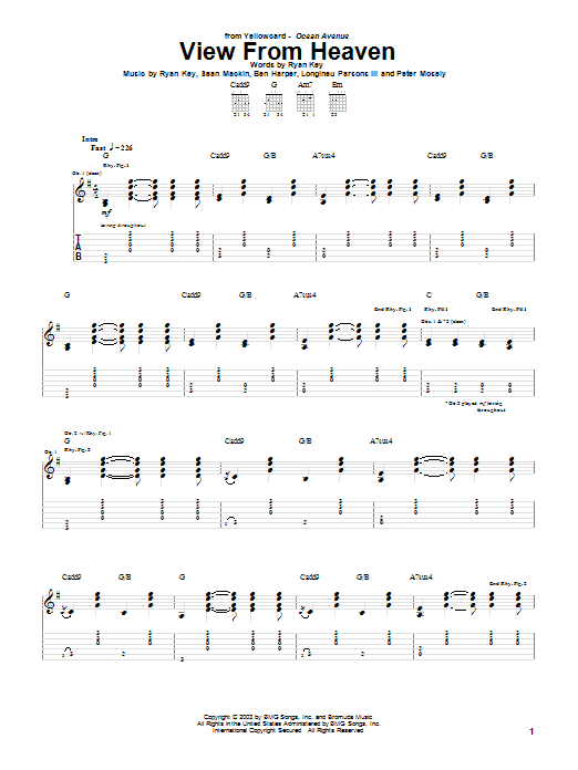 Download Yellowcard View From Heaven Sheet Music and learn how to play Guitar Tab PDF digital score in minutes