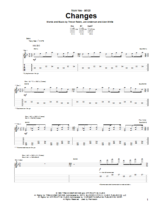 Download Yes Changes Sheet Music and learn how to play Guitar Tab PDF digital score in minutes