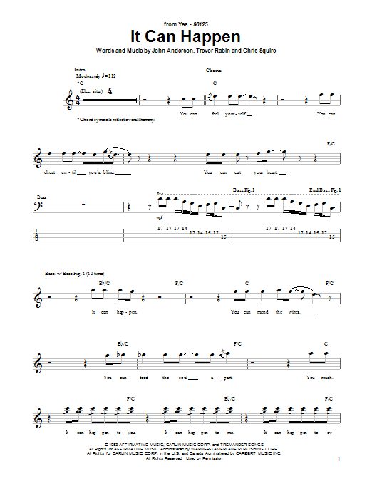 Download Yes It Can Happen Sheet Music and learn how to play Bass Guitar Tab PDF digital score in minutes