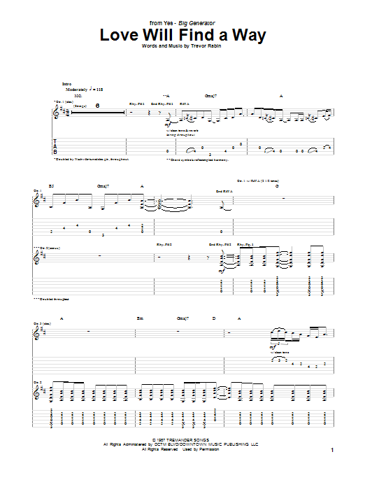 Download Yes Love Will Find A Way Sheet Music and learn how to play Guitar Tab PDF digital score in minutes