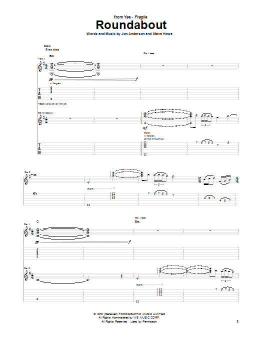 Download Yes Roundabout Sheet Music and learn how to play Keyboard Transcription PDF digital score in minutes