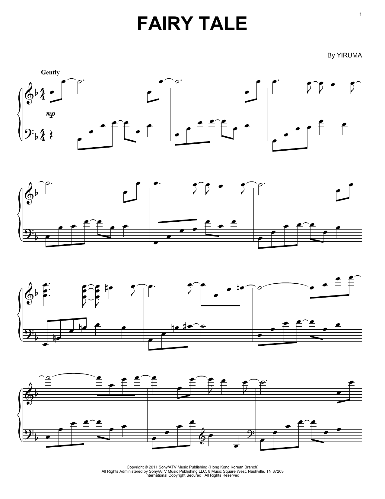 Download Yiruma Fairy Tale Sheet Music and learn how to play Easy Piano PDF digital score in minutes