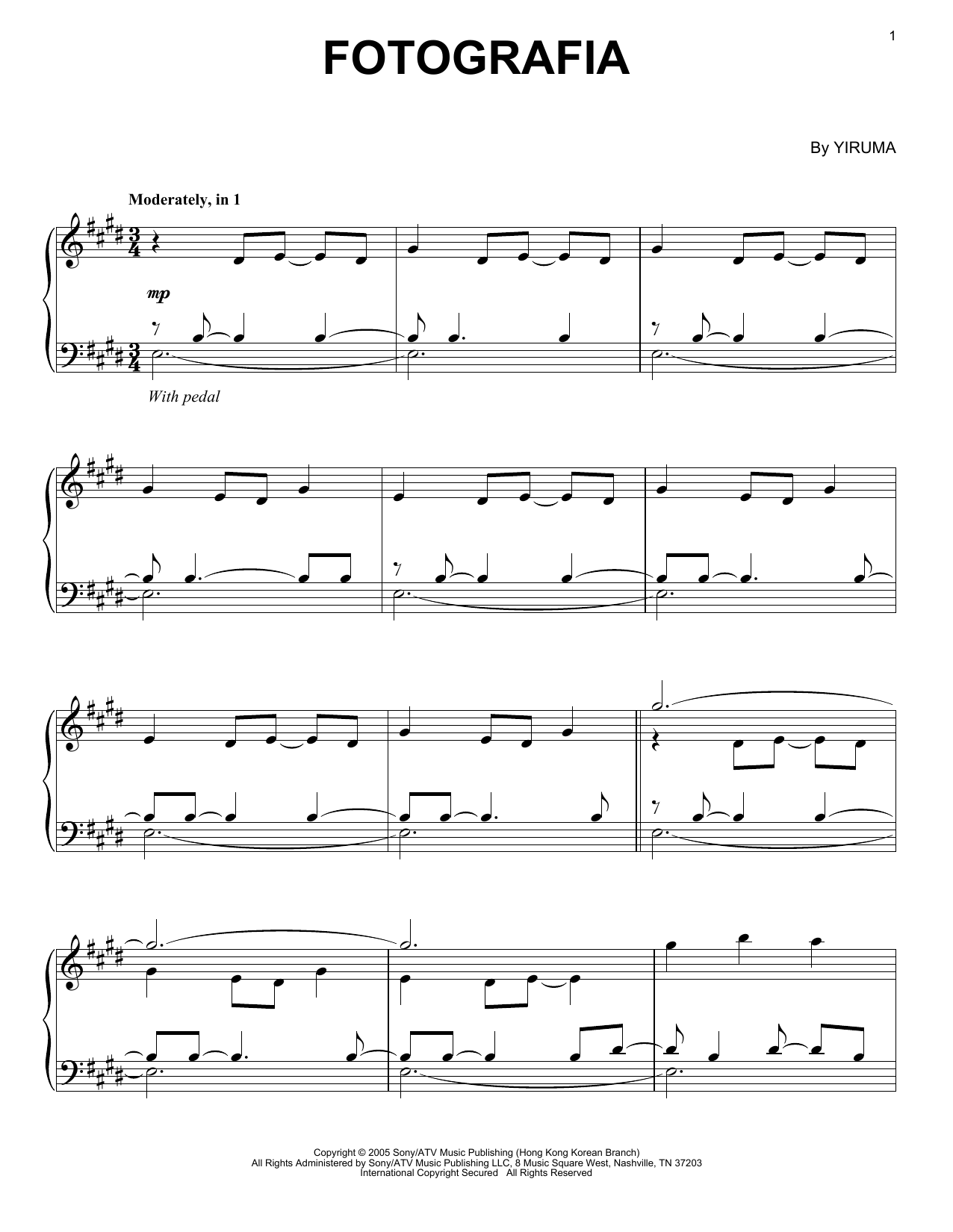 Download Yiruma Fotografia Sheet Music and learn how to play Piano PDF digital score in minutes