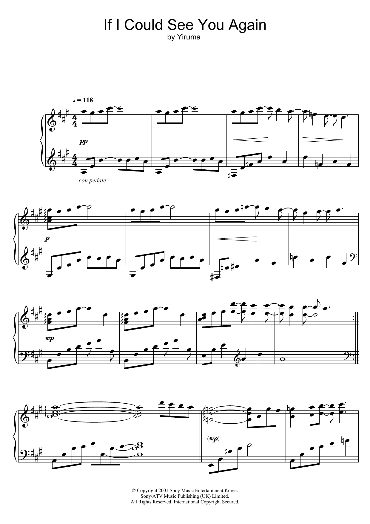 Download Yiruma If I Could See You Again Sheet Music and learn how to play Piano PDF digital score in minutes