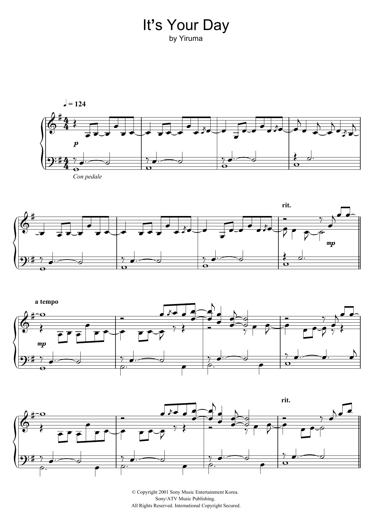 Download Yiruma It's Your Day Sheet Music and learn how to play Piano PDF digital score in minutes