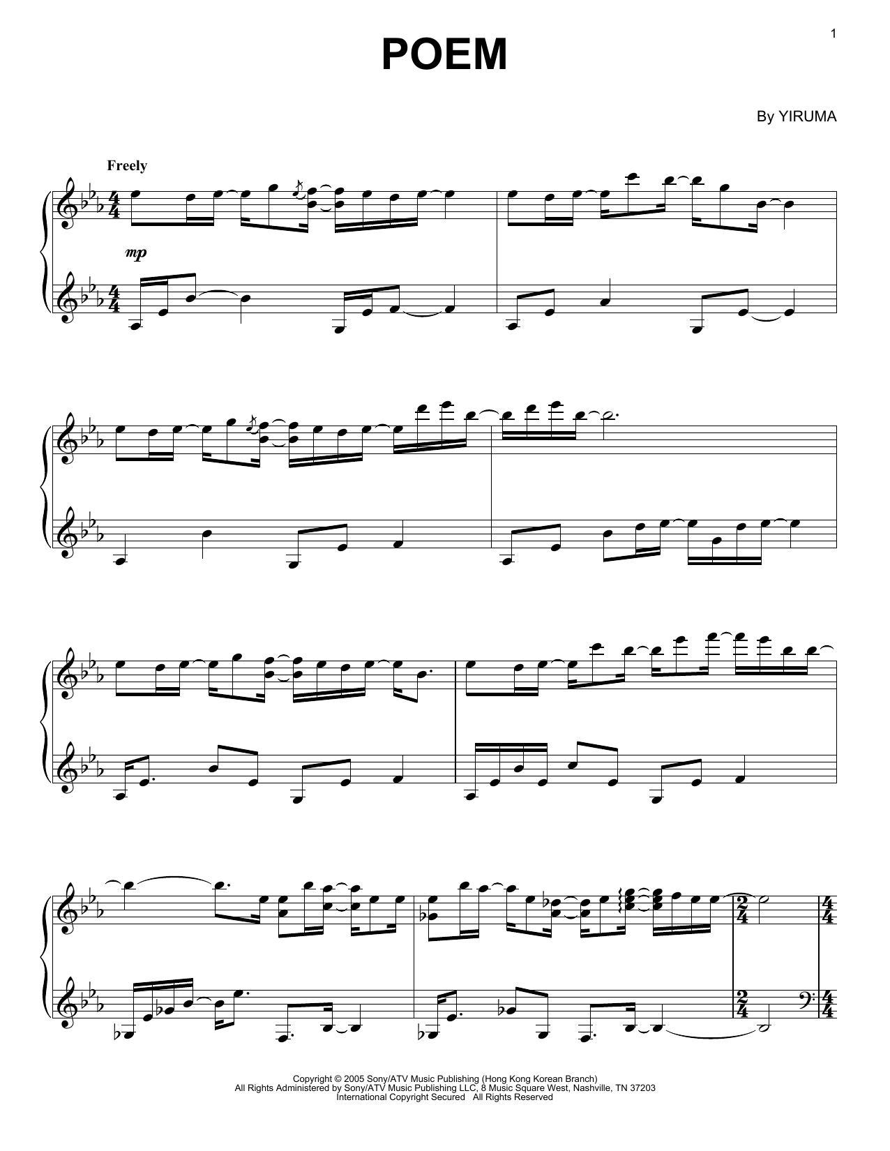 Download Yiruma Poem Sheet Music and learn how to play Piano PDF digital score in minutes