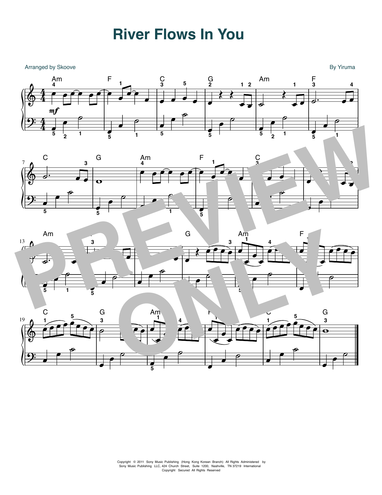 Download Yiruma River Flows In You (arr. Skoove) Sheet Music and learn how to play Easy Piano PDF digital score in minutes