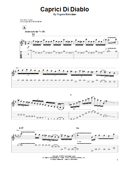 Download Yngwie Malmsteen Caprici Di Diablo Sheet Music and learn how to play Guitar Tab PDF digital score in minutes