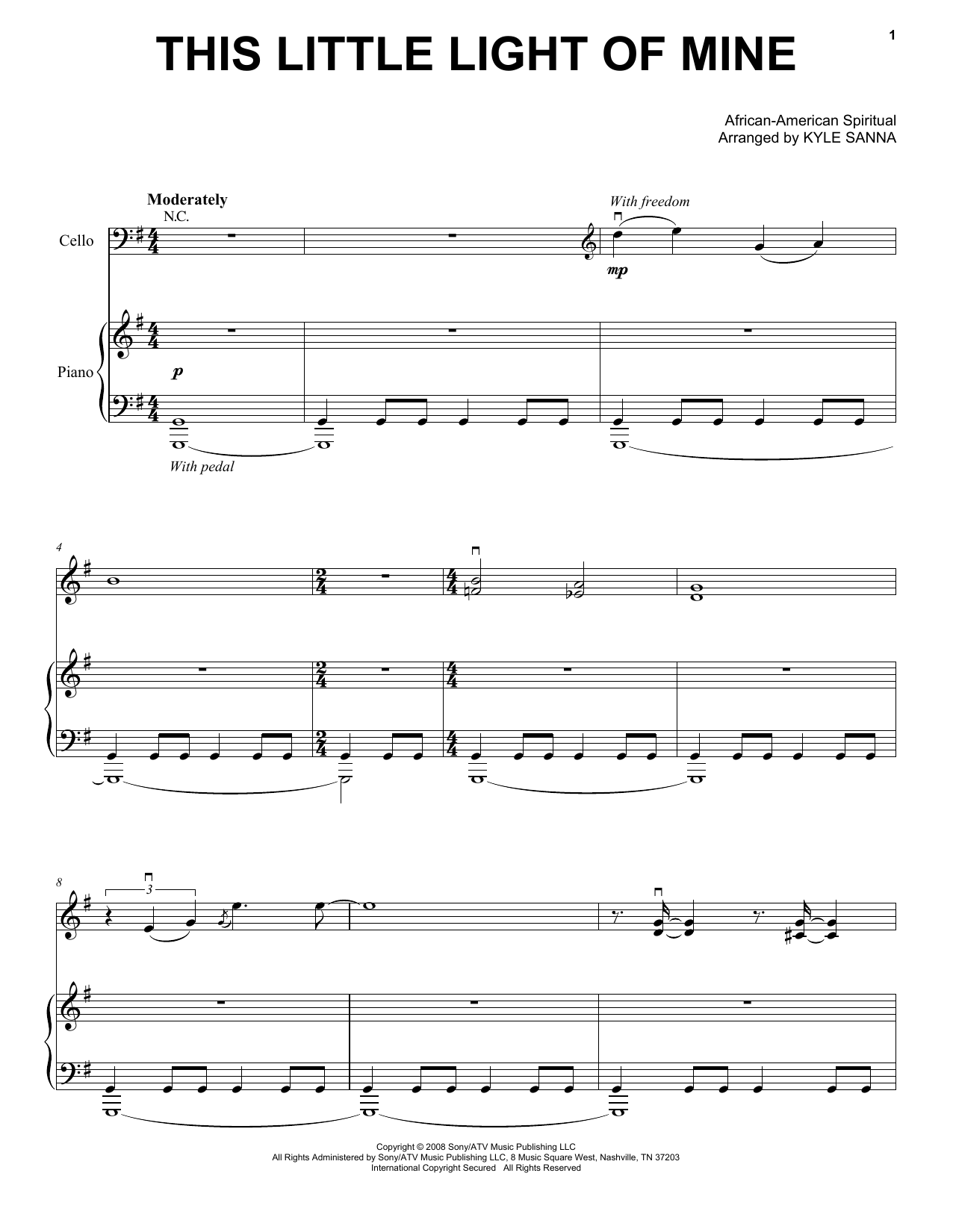 Download Yo-Yo Ma This Little Light Of Mine Sheet Music and learn how to play Piano, Vocal & Guitar (Right-Hand Melody) PDF digital score in minutes