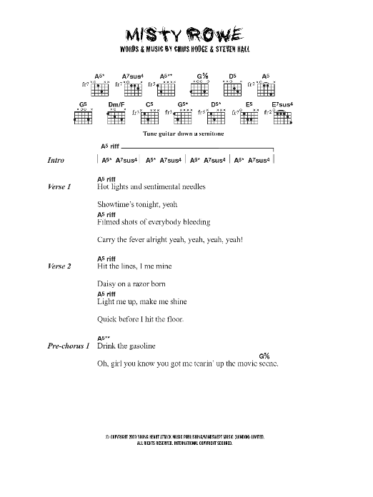 Download Young Heart Attack Misty Rowe Sheet Music and learn how to play Lyrics & Chords PDF digital score in minutes