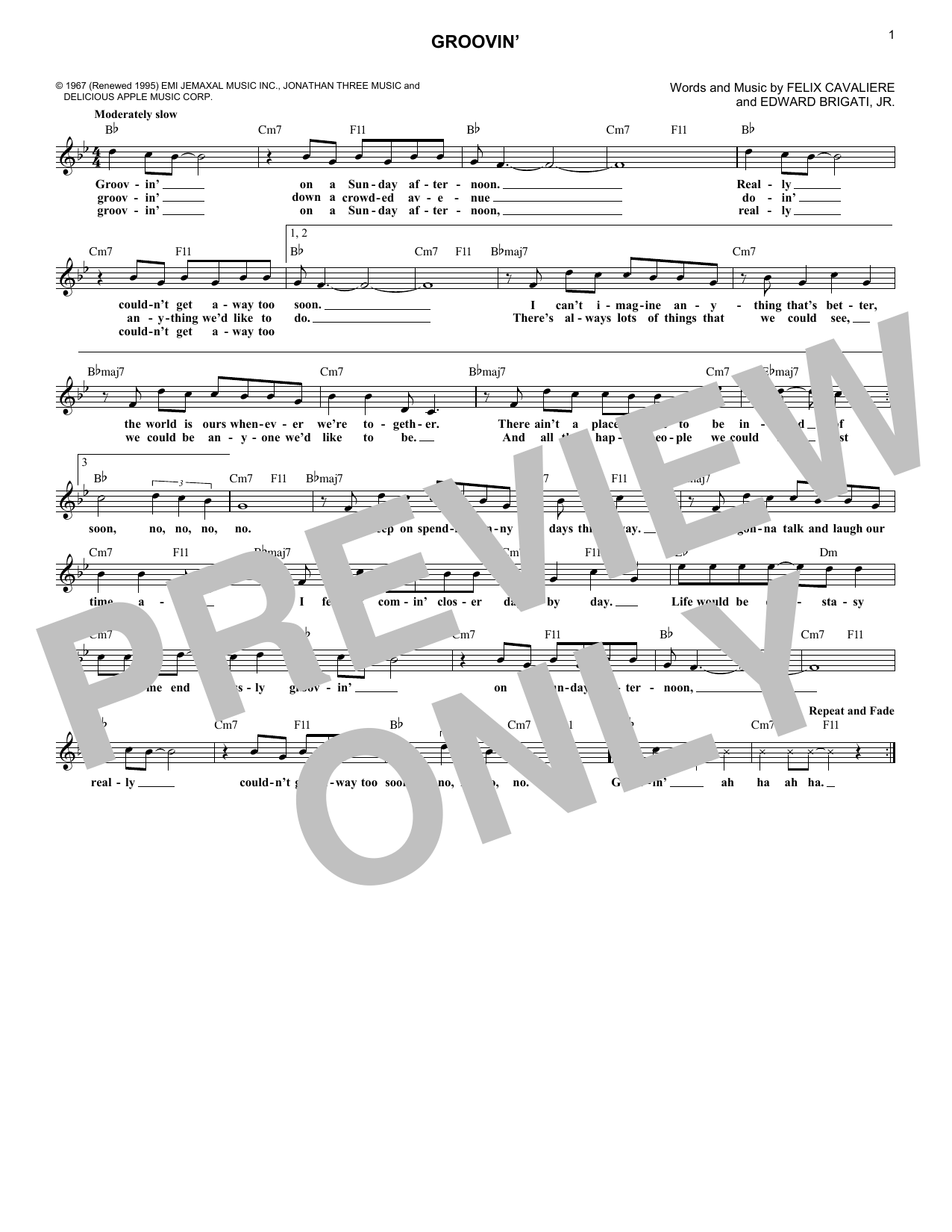 Download Young Rascals Groovin' Sheet Music and learn how to play Clarinet PDF digital score in minutes