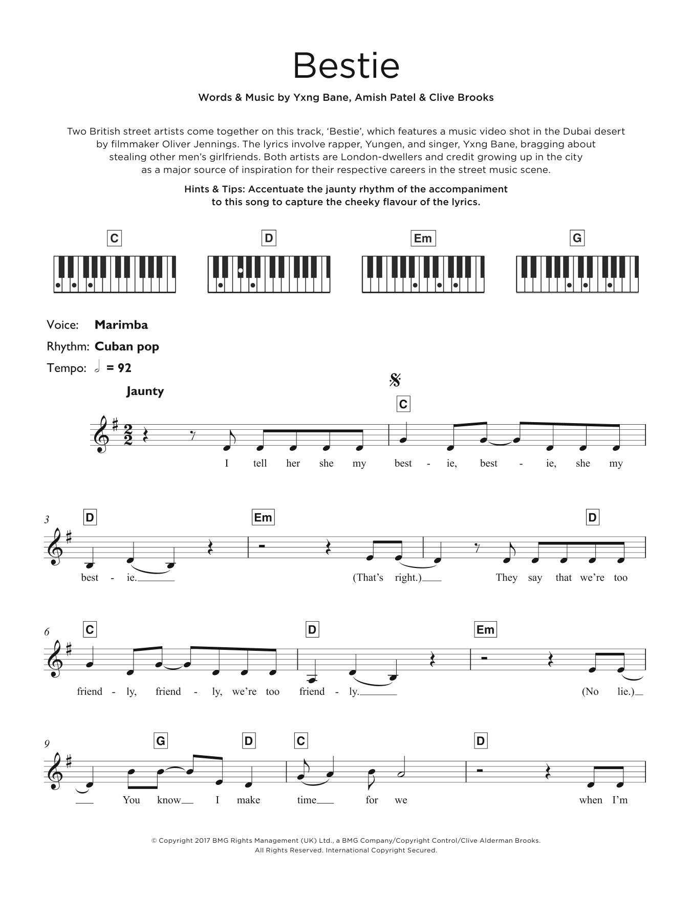 Download Yungen Bestie (feat. Yxng Bane) Sheet Music and learn how to play Piano, Vocal & Guitar PDF digital score in minutes