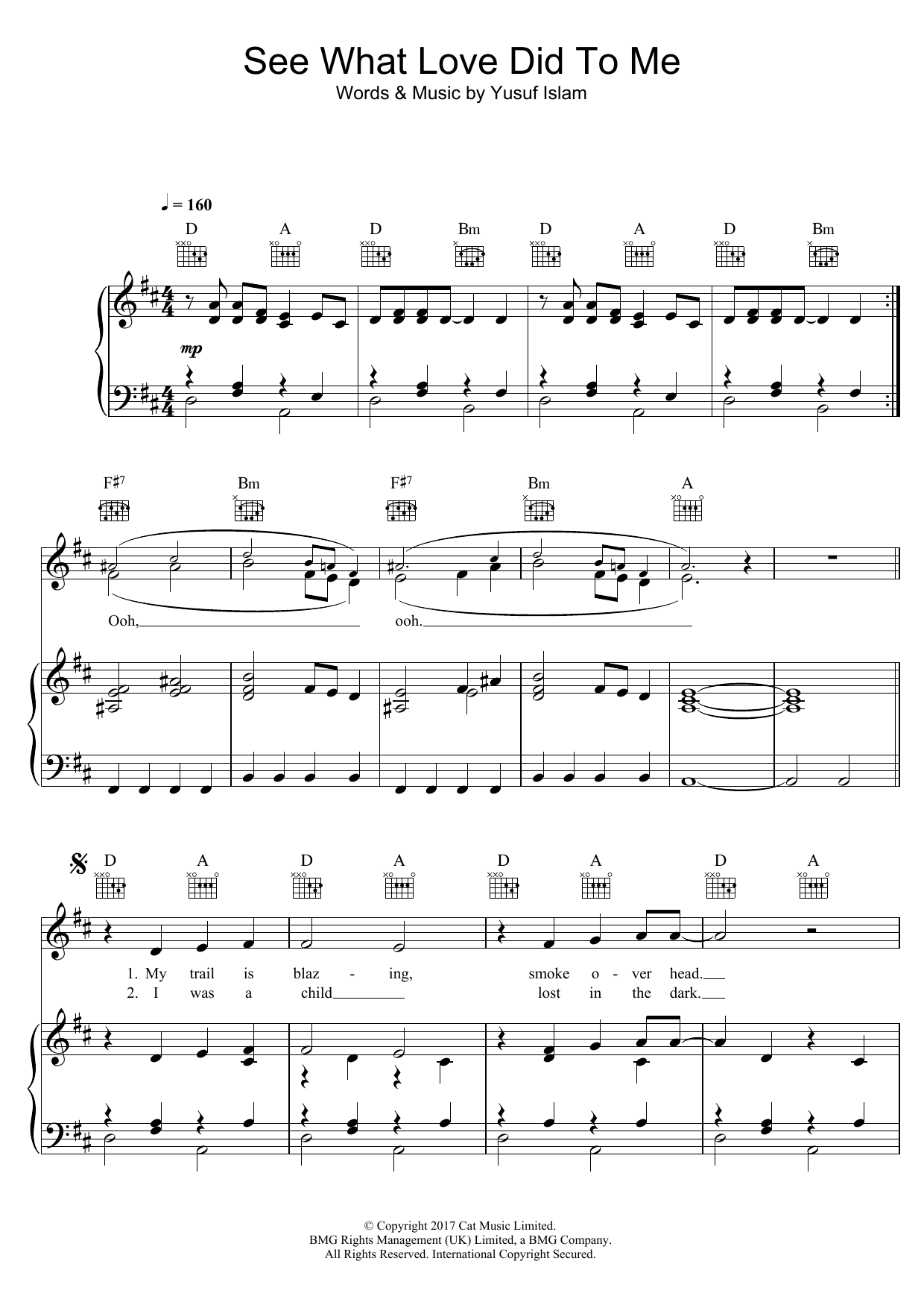 Download Yusuf Islam See What Love Did To Me Sheet Music and learn how to play Piano, Vocal & Guitar (Right-Hand Melody) PDF digital score in minutes